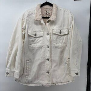 Stoosh White Cream Sherpa-Lined Jean Jacket XL
